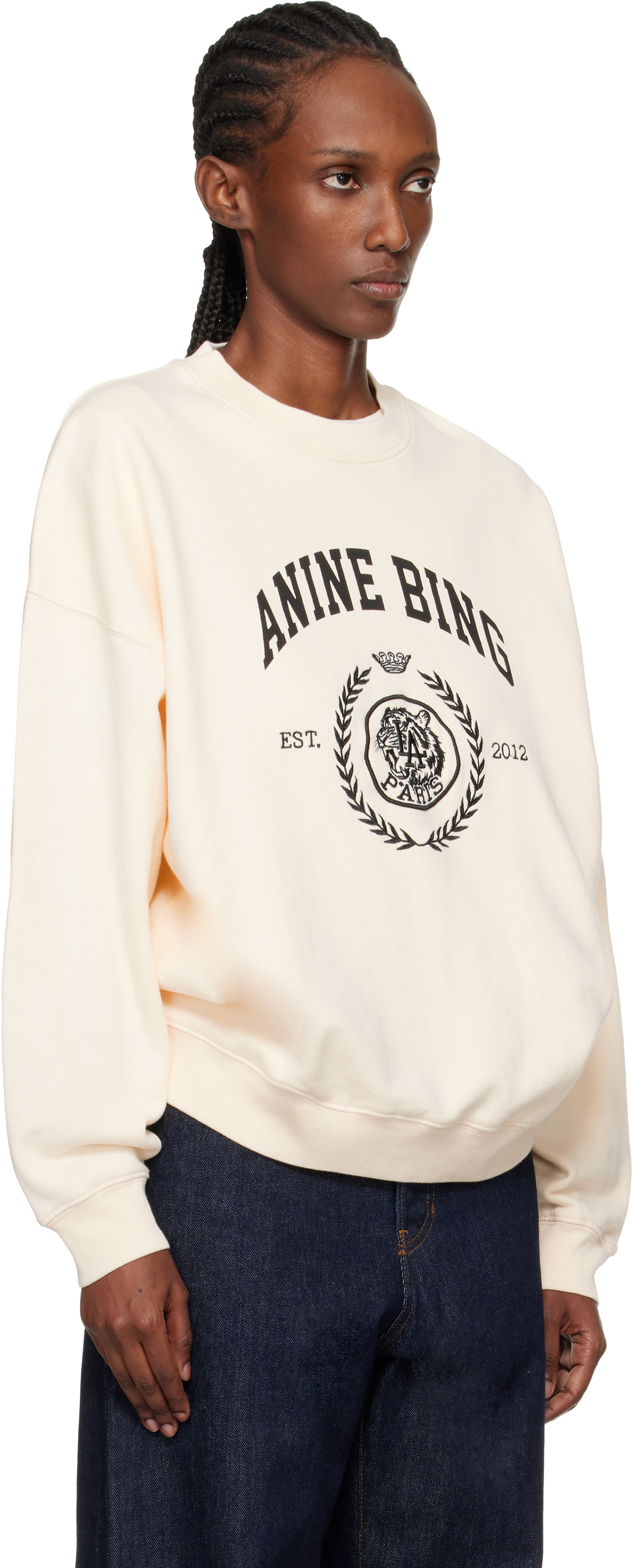 ANINE BING Off-White Miles Collegiate Sweatshirt