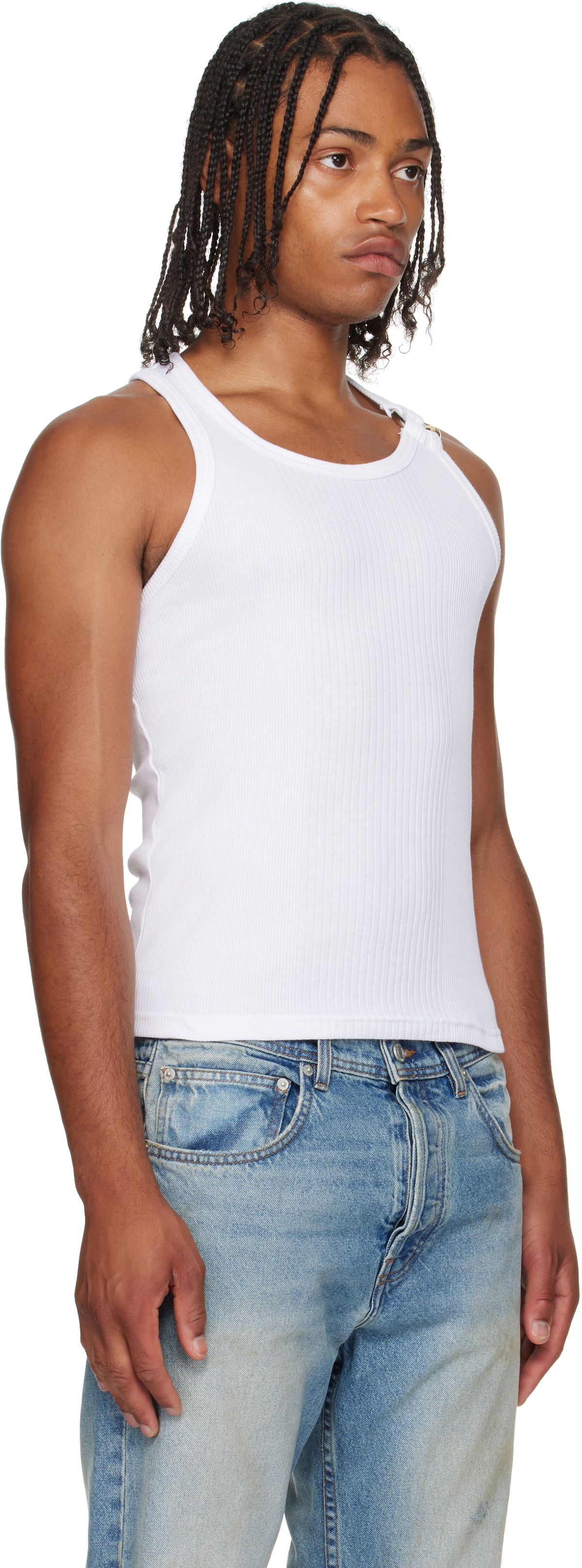 Jean Paul Gaultier White 'The Piercing' Tank Top