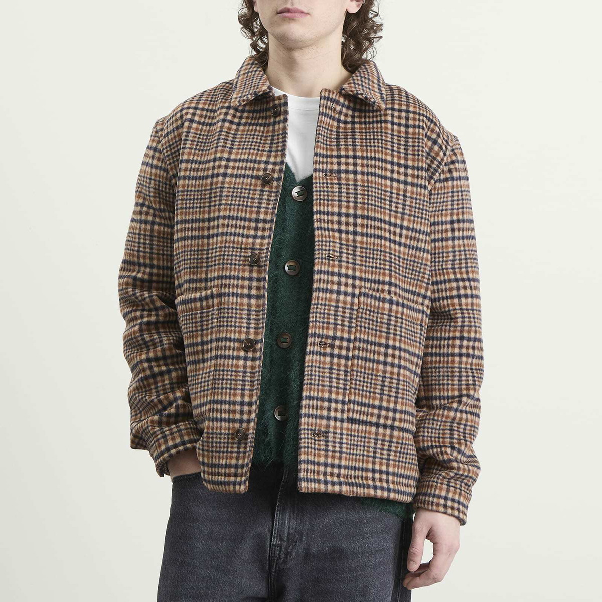 Bound Men's Wool Button Jacket in Barton Check