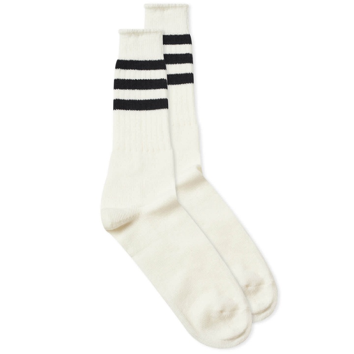 Photo: Anonymous Ism 3Line High Crew Sock in Ivory