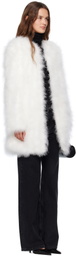 Yves Salomon White Long Feather Coat