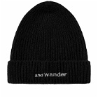 And Wander Men's Shetland Wool Beanie in Black