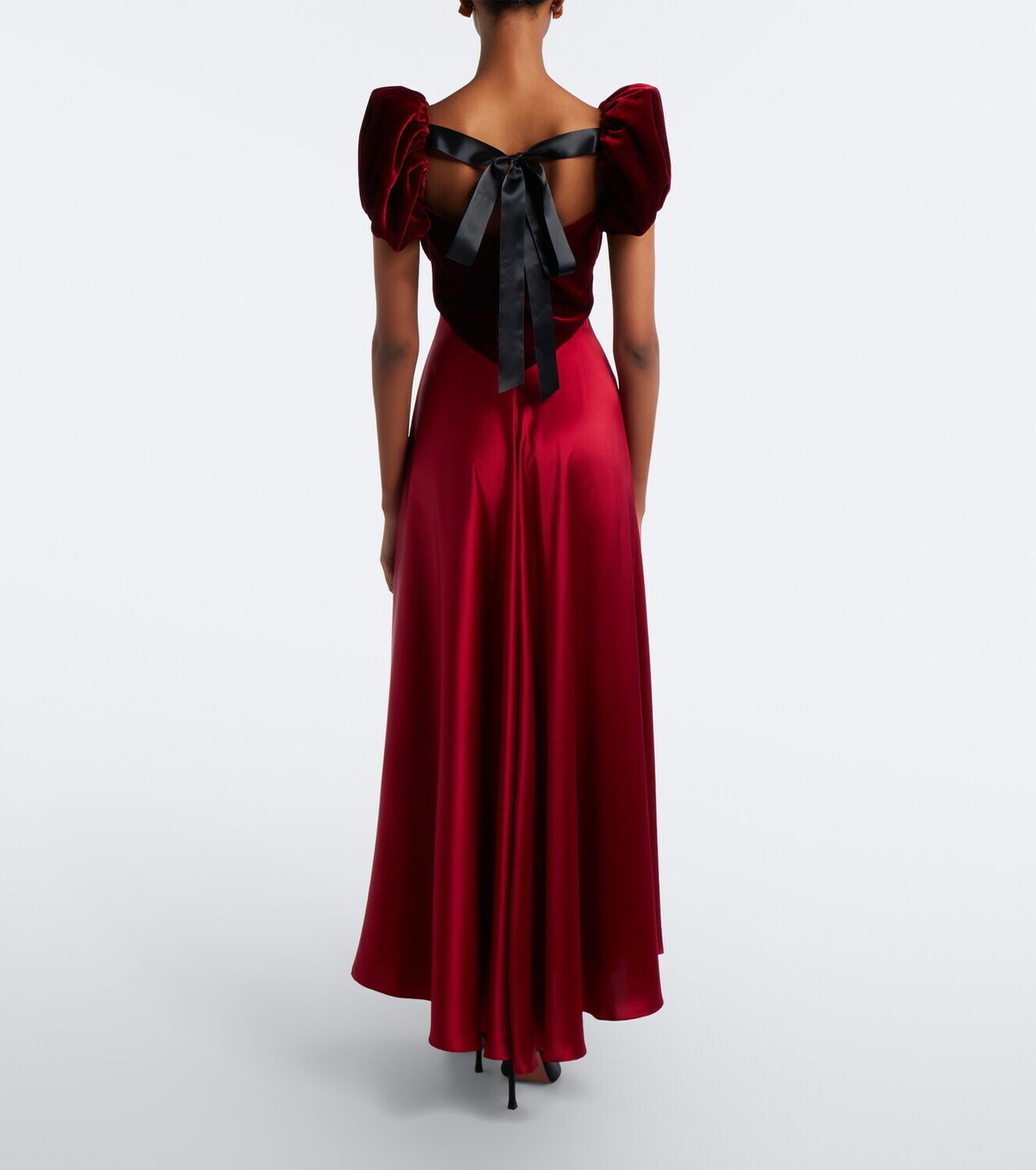 Rodarte Silk satin and velvet midi dress