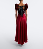 Rodarte Silk satin and velvet midi dress
