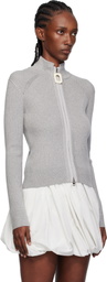 JW Anderson Gray Fitted Zip Up Sweater