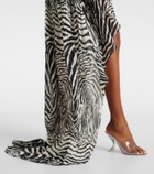 Blumarine Zebra-print asymmetric chiffon minidress