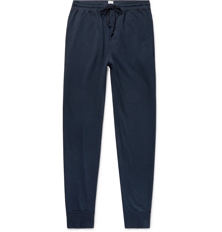 Photo: Schiesser - Anton Slim-Fit Tapered Cotton-Jersey Sweatpants - Men - Midnight blue