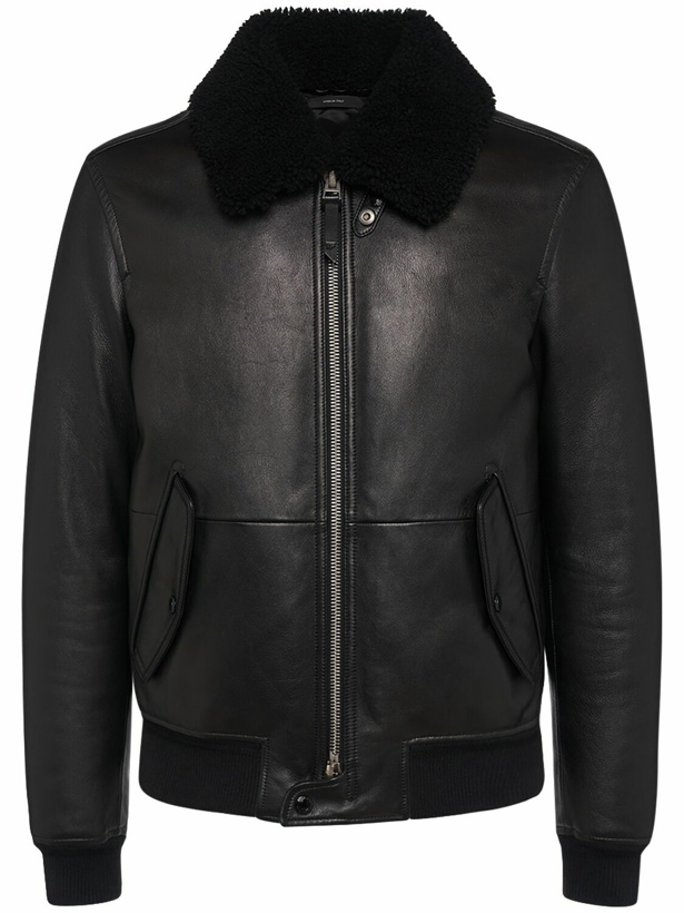 Photo: TOM FORD Grained Leather Down Bomber Jacket