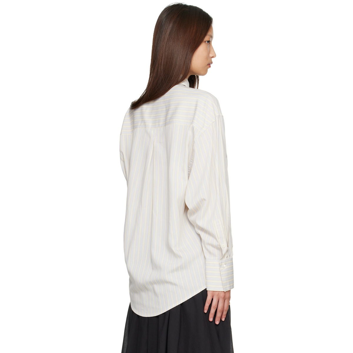 TOTEME Off-White & Blue Oversized Striped Shirt