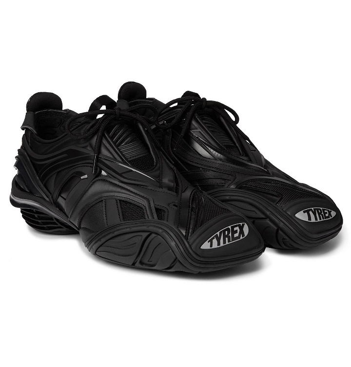 Photo: BALENCIAGA - Tyrex Rubber and Coated-Mesh Panelled Sneakers - Black
