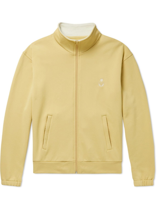 Photo: Isabel Marant - Issopa Logo-Embroidered Fleece-Trimmed Jersey Track Jacket - Yellow