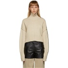 Peter Do Beige Cropped Oversized Sweater