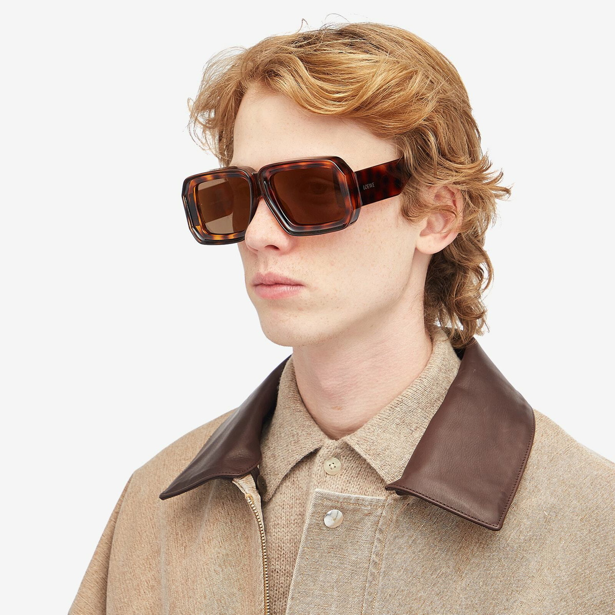 Loewe Eyewear Loewe Paula's Ibiza Dive Mask Sunglasses in Dark Havana/Brown Mirror 