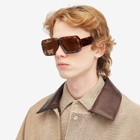 Loewe Eyewear Loewe Paula's Ibiza Dive Mask Sunglasses in Dark Havana/Brown Mirror 
