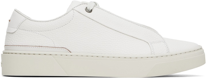 Photo: BOSS White Grained Leather Sneakers