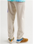 FRIENDS WITH ANIMALS - Tapered Printed Cotton-Jersey Sweatpants - Neutrals