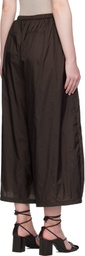 AMOMENTO Brown Nylon Shirring Lounge Pants