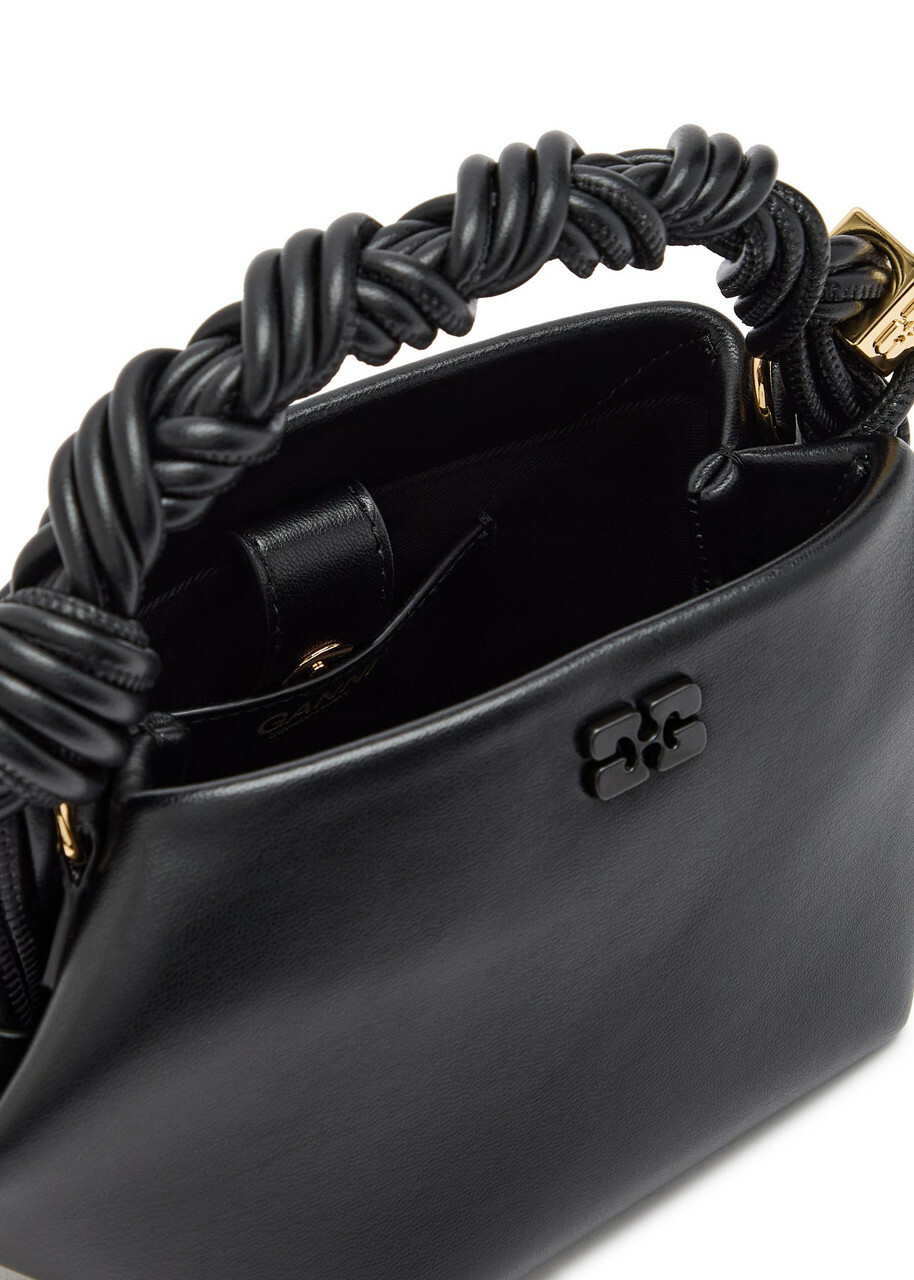 Ganni Bou Mini Leather top Handle bag - Black - One Size