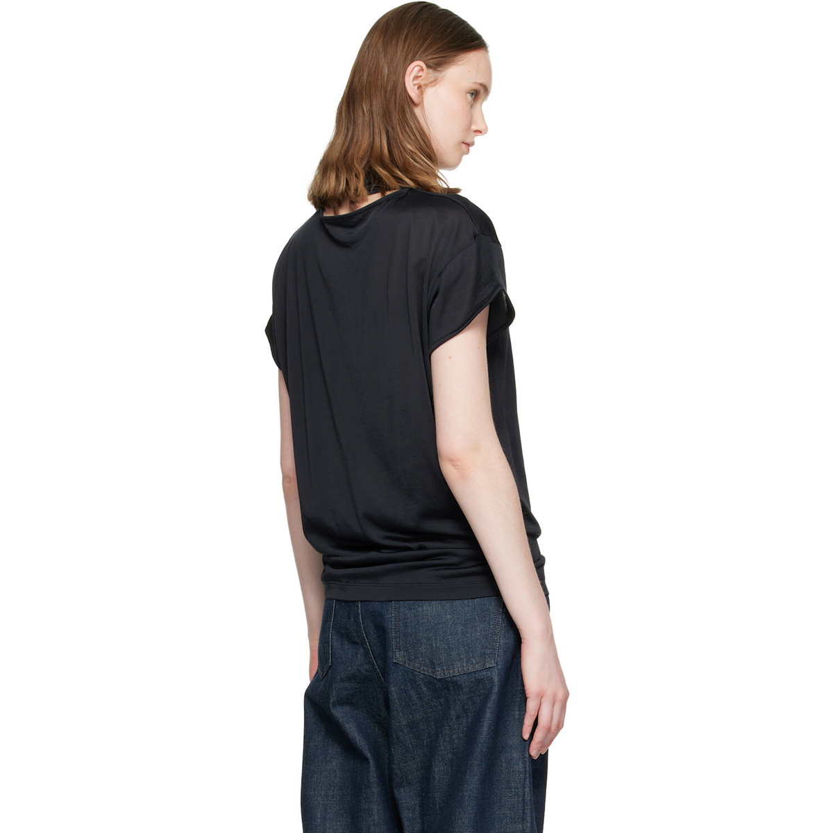 LEMAIRE Black Short Sleeve Foulard Top