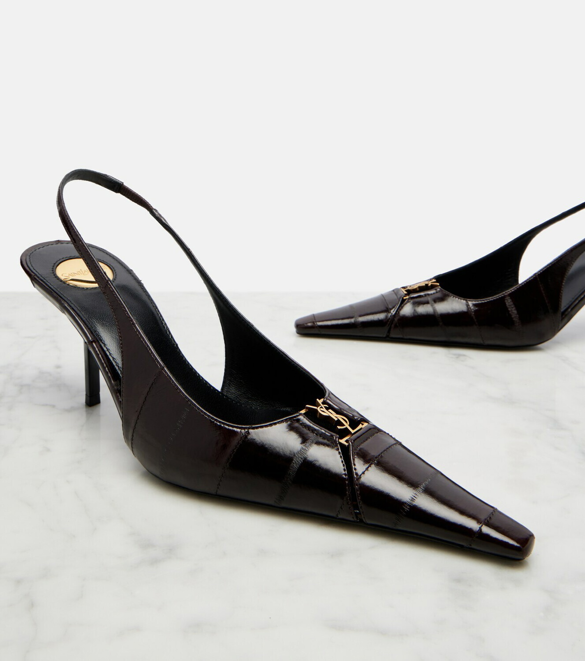 Saint Laurent Babylone eel leather slingback pumps