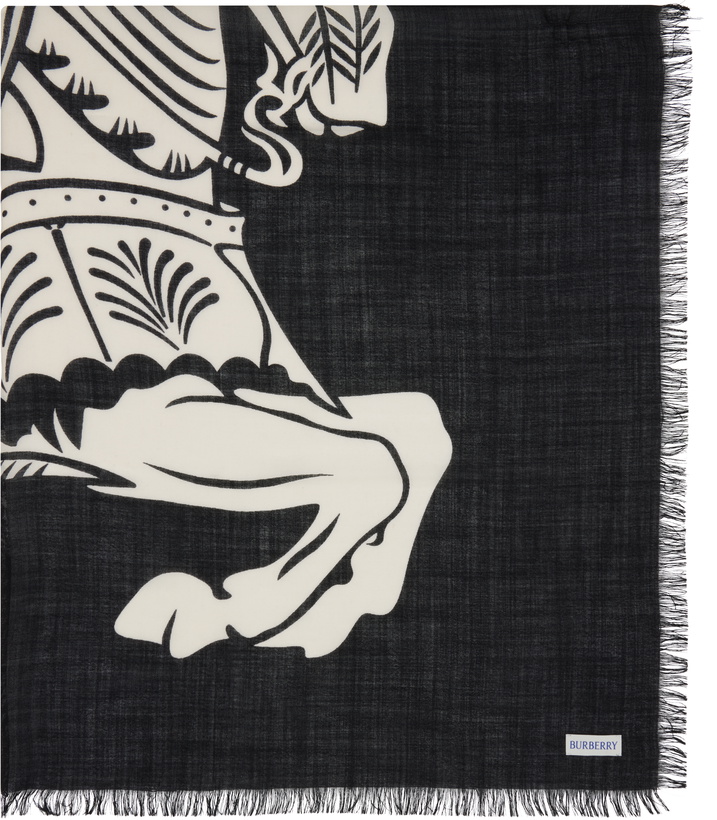 Photo: Burberry Black & White Wide EKD Wool Scarf