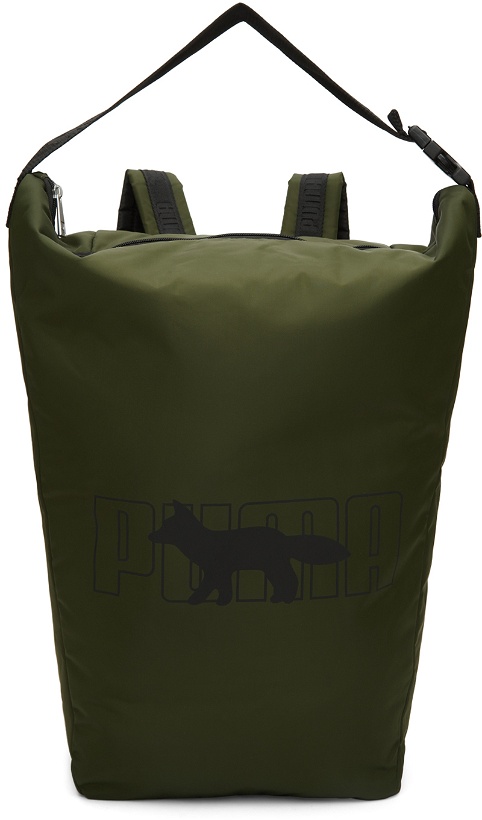 Photo: Maison Kitsuné Khaki Puma Edition Rolltop Backpack