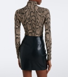 Wolford Snake-print jacquard bodysuit