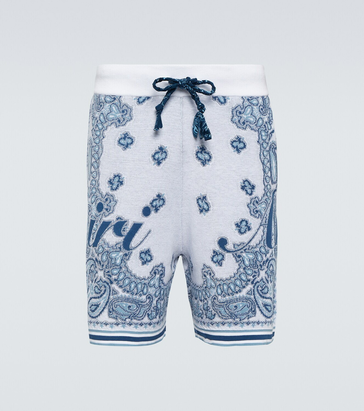 AMIRI - Bandana-Jacquard Cotton and Cashmere-Blend Drawstring Shorts - Blue  Amiri