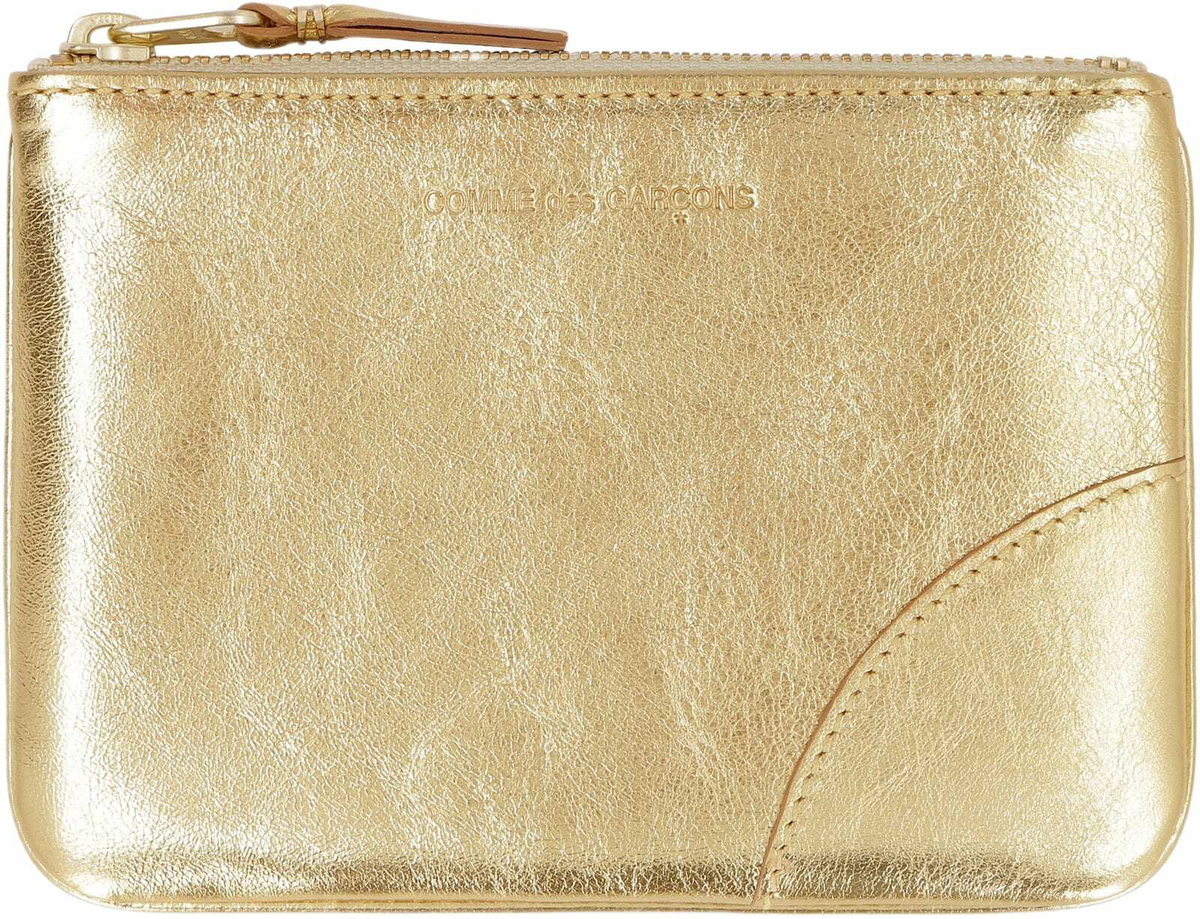 Comme des Garçons Wallet Logo Detail Flat Leather Pouch