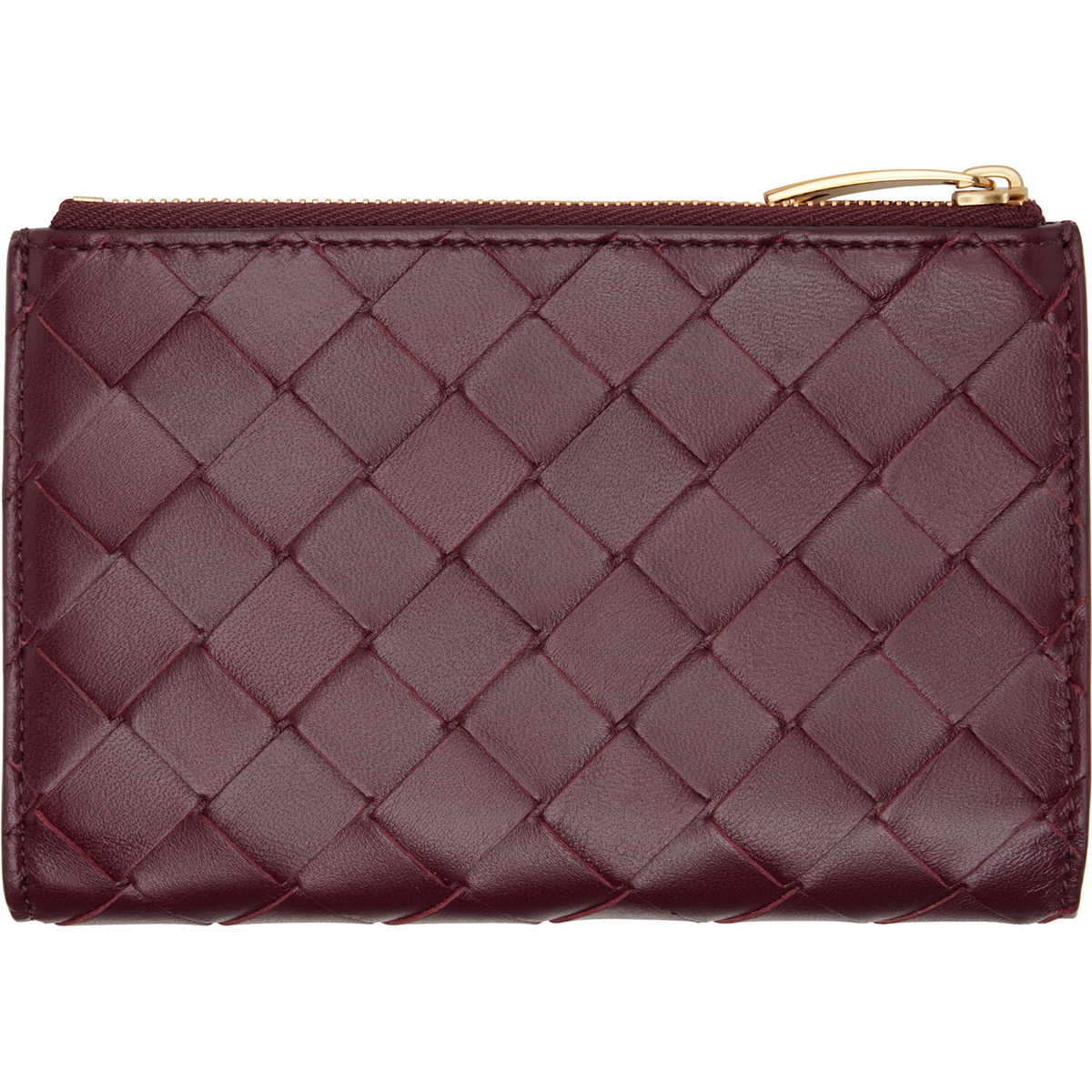Bottega Veneta Burgundy Intrecciato Medium Bi-Fold Wallet