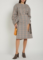 A.W.A.K.E Mode Plaid Cut-out Cotton-blend Midi Skirt Beige