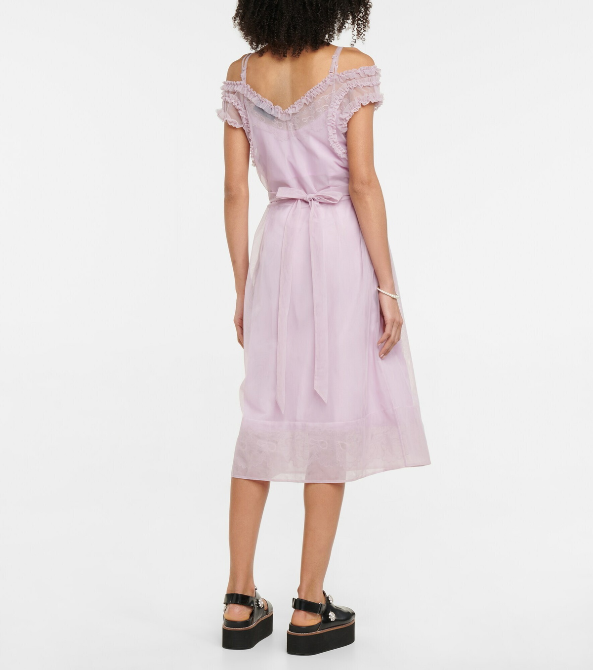 【Simone Rocha】フリルコットンチュールミディドレス 送料関税込□Simone Rocha□フリルコットンチュールミディドレス