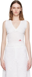 SHUSHU/TONG White Bow Detail V-Neck Knit Tank Top