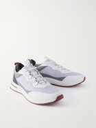 Loro Piana - Weekend Walk Leather-Trimmed Mesh Sneakers - Gray