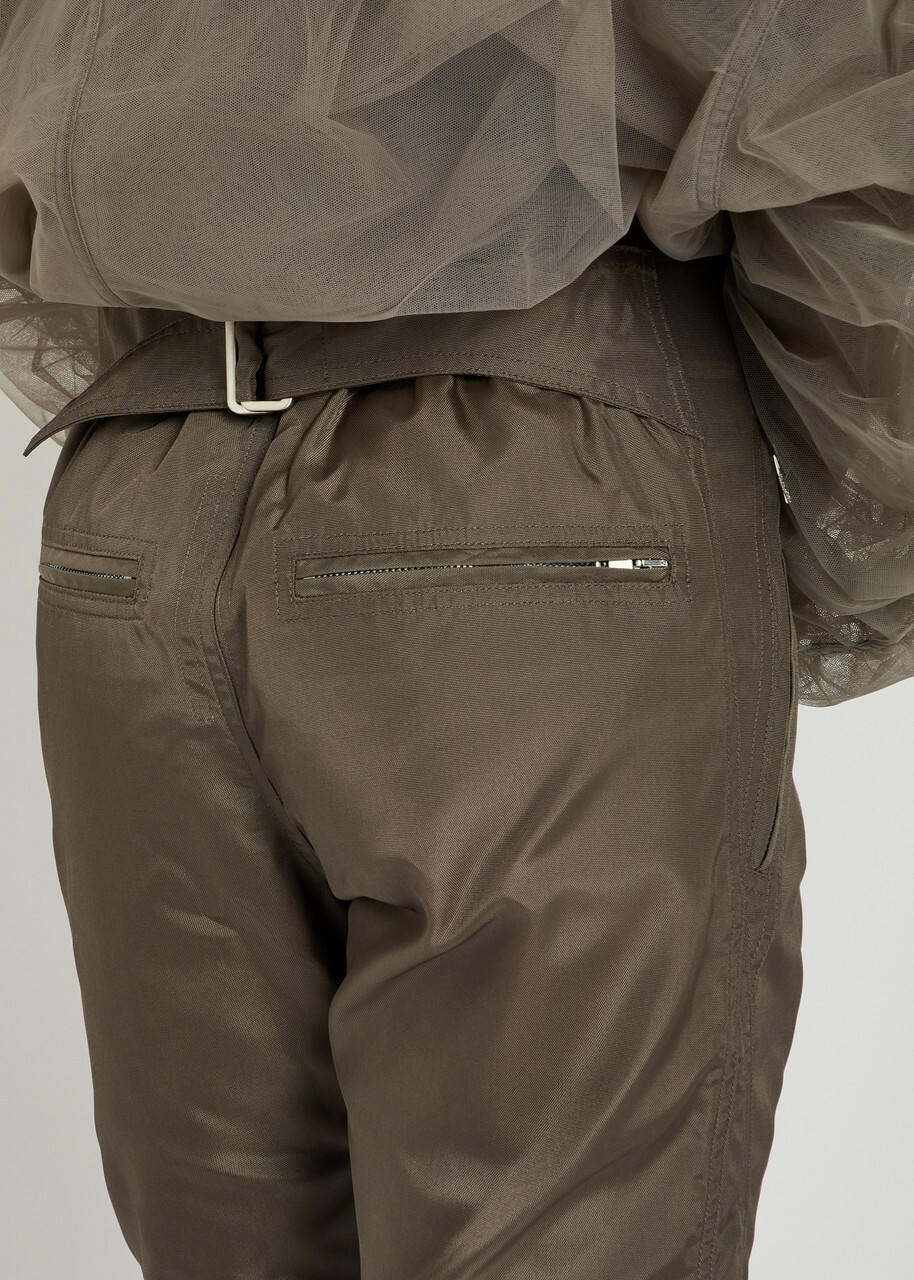 Rick Owens Motopants Panelled Leather Trousers Grey