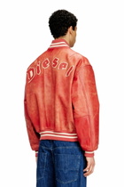 Diesel Leather bomber jacket with Diesel logo - Leather jackets - Unisex - Red