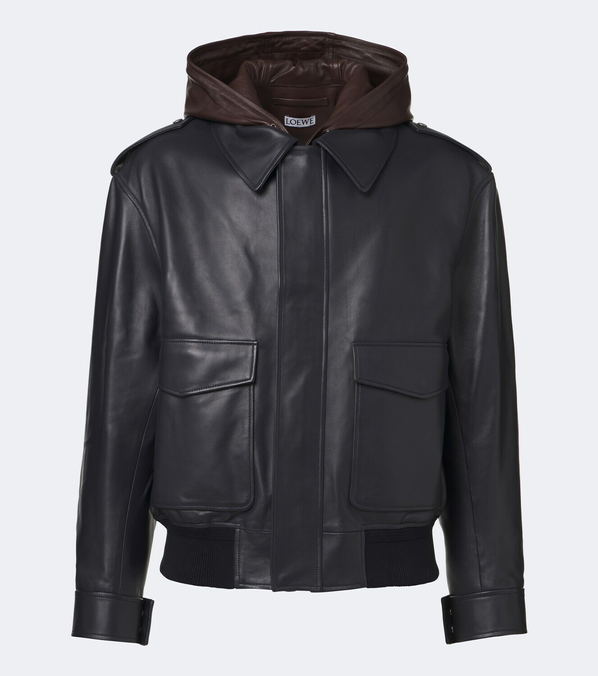 Loewe Hooded leather jacket