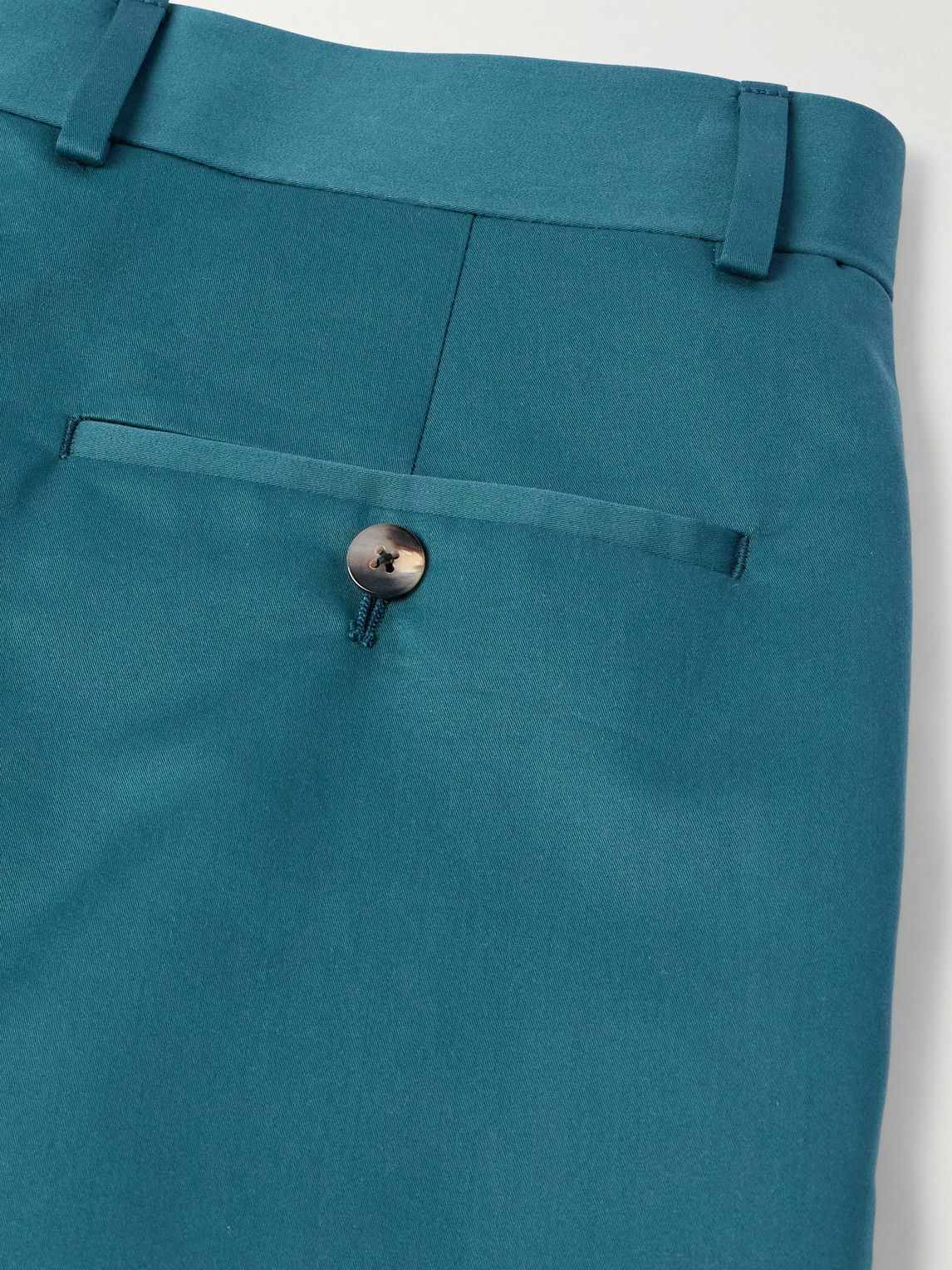 Caruso - Slim-Fit Pleated Cotton and Silk-Blend Twill Trousers - Blue