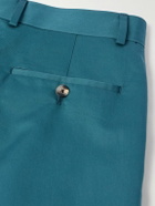Caruso - Slim-Fit Pleated Cotton and Silk-Blend Twill Trousers - Blue