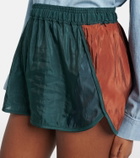 Saint Laurent Colorblocked taffeta shorts