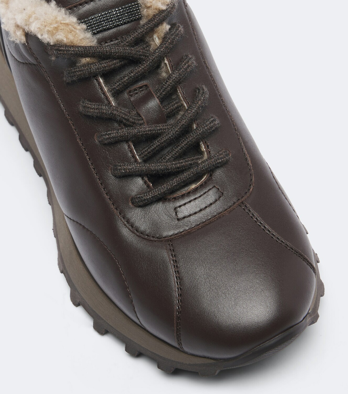 Brunello Cucinelli Monili shearling-trimmed leather sneakers