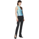 Supriya Lele Blue and Green Ruched Wrap Tank Top