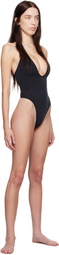 SKIMS Black Seamless Sculpt Deep Plunge Thong Bodysuit