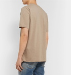 SAINT LAURENT - Logo-Print Mélange Cotton-Blend Jersey T-Shirt - Taupe