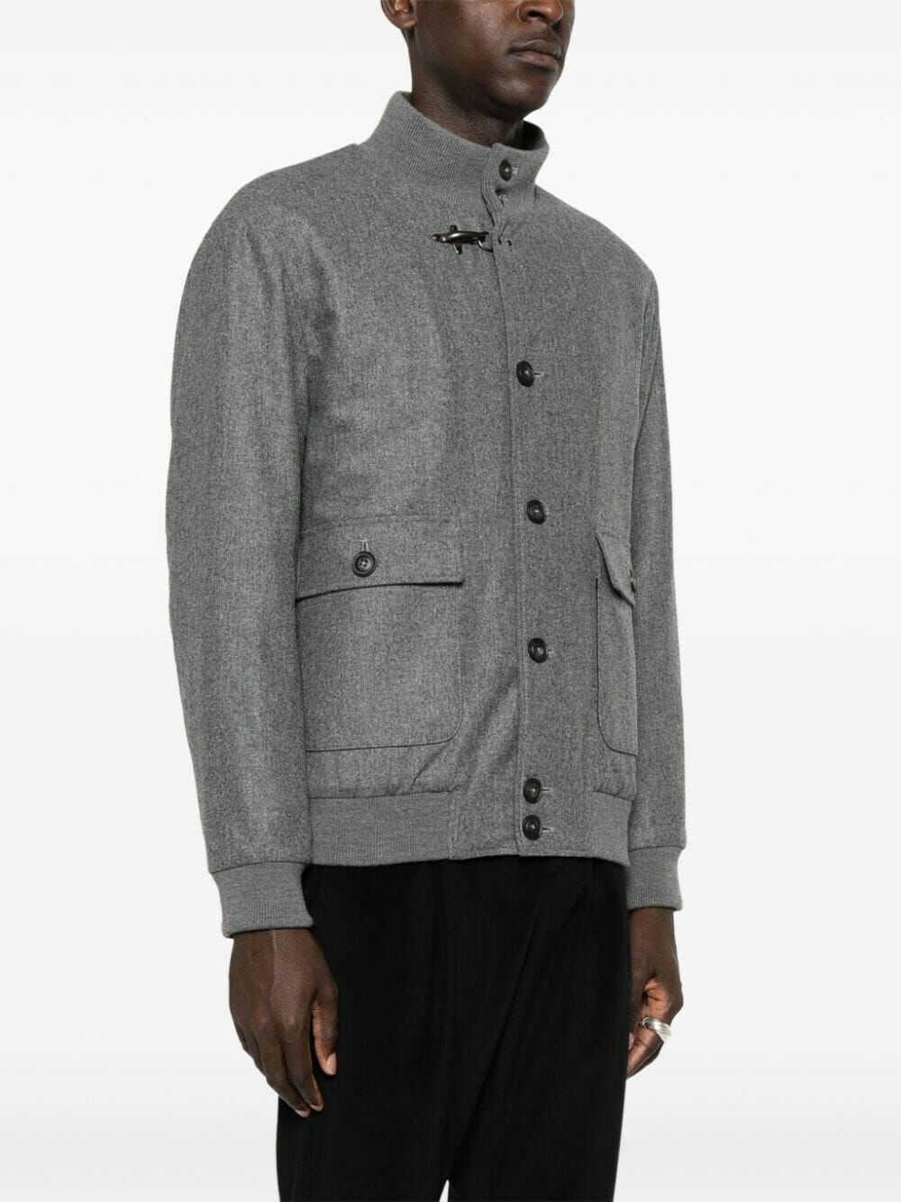 Fay Bomber Jacket Carded Flannel in Gray