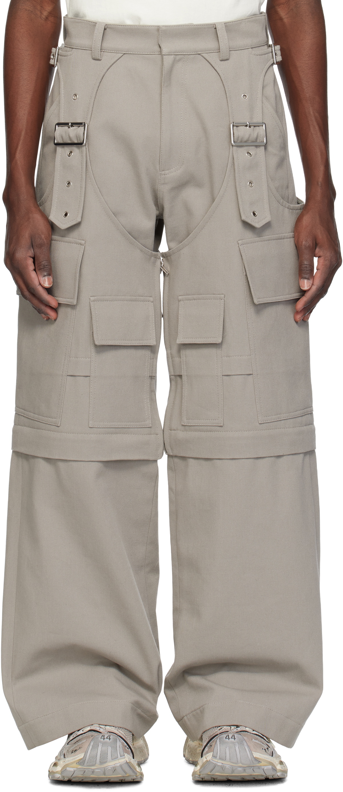We11done Gray Detachable Layered Cargo Pants We11done