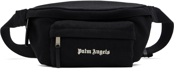 Photo: Palm Angels Black Logo Fanny Belt Bag