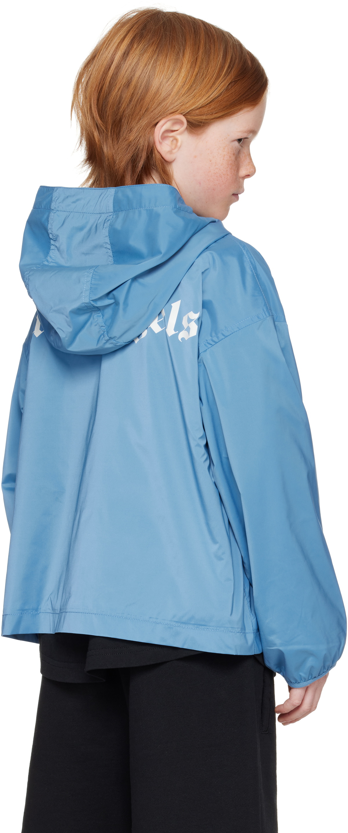 Palm Angels Kids Blue Overlogo Windbreaker Jacket