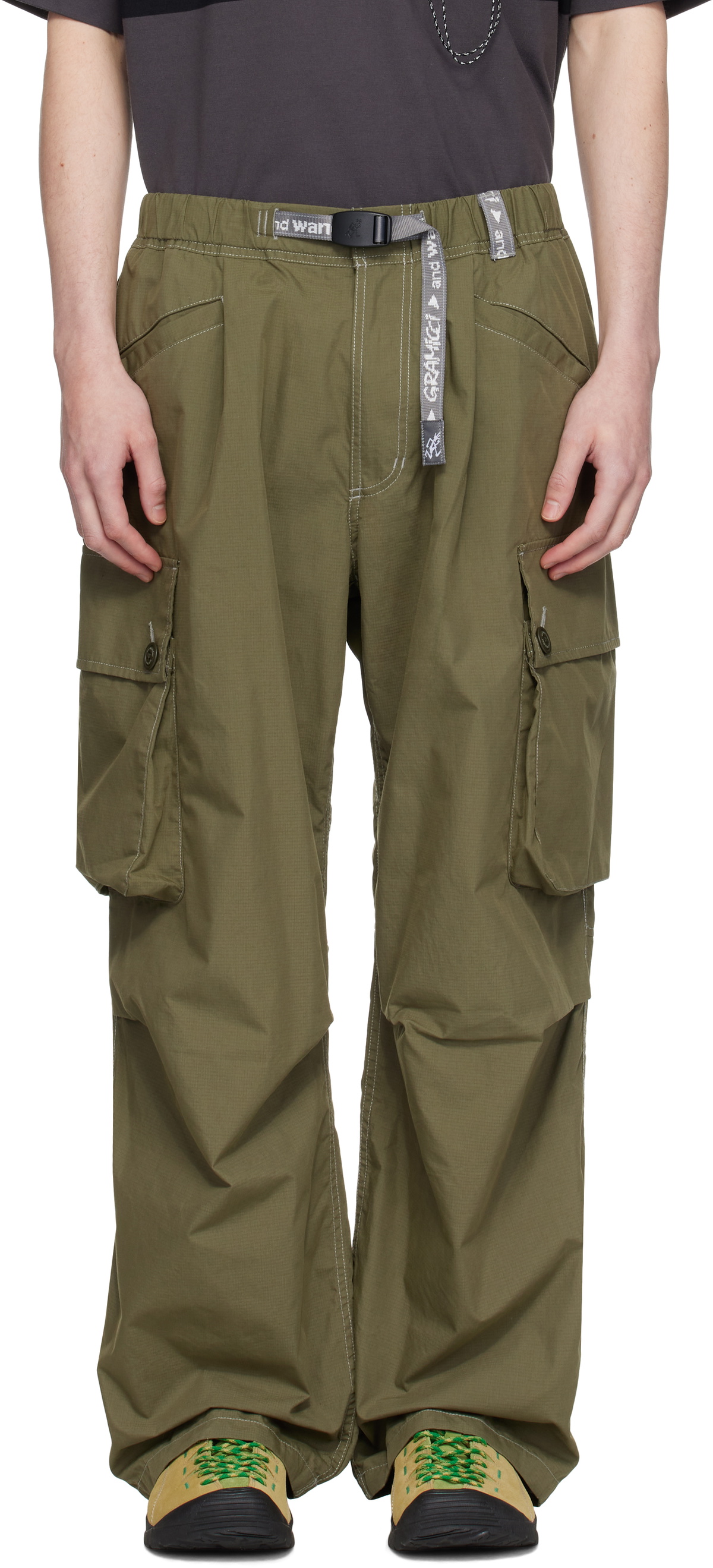 and wander Khaki Gramicci Edition Military Wide Cargo Pants and Wander