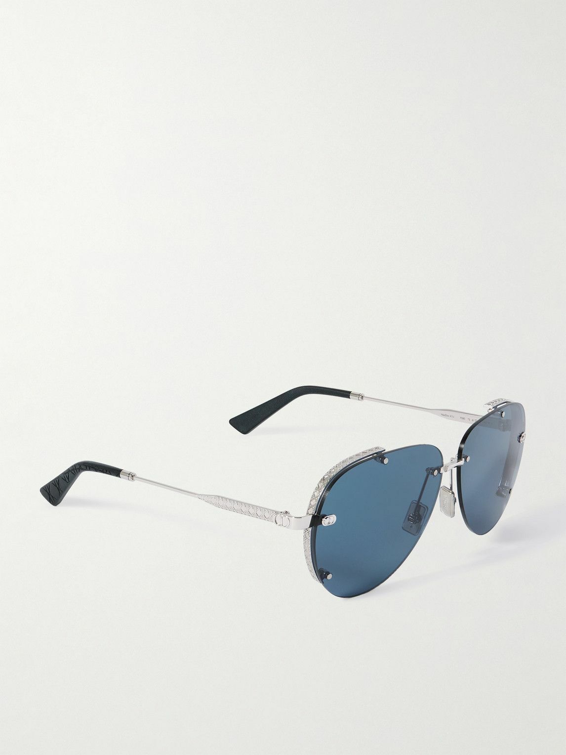 Dior Eyewear - NeoDior A1U Aviator-Style Guilloché Silver-Tone Sunglasses